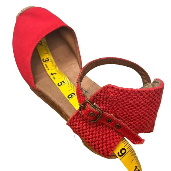 GAIMO Red Canvas Wedge Espadrilles with Natural Jute - Picture 12 of 14